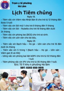 Trạm Y tế Phường Hà Lầm thông báo Lịch tiêm chủng
