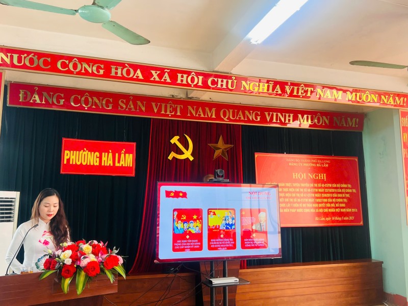 Phường Hà Lầm tổ chức Hội nghị phổ biến, quán triệt, tuyên truyền Chỉ thị số 45-CT/TW của Bộ Chính trị về Đại hội Đảng bộ các cấp và triển khai một số nội dung quan trọng tại Hội nghị
